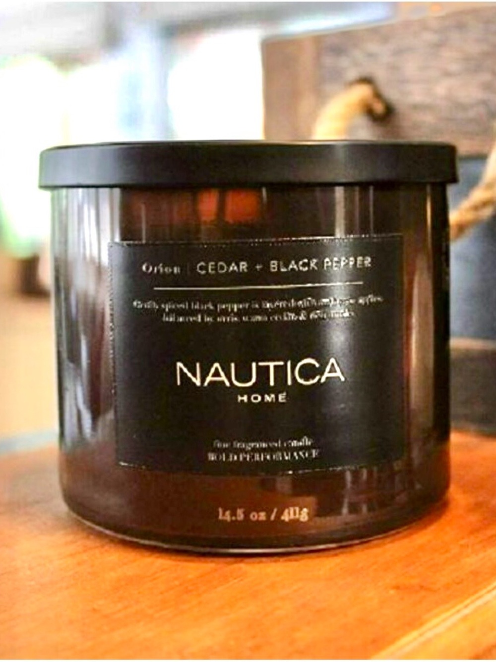 Nautica 3-wick candle Cedar + Black Pepper masculine notes new